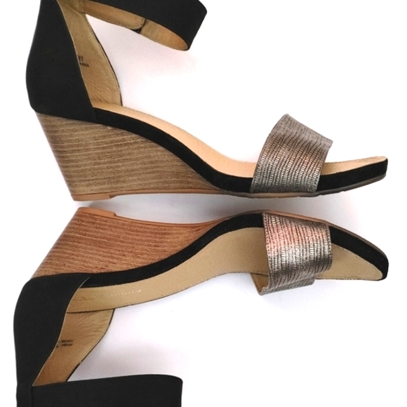 Chinese Laundry Pewter/Black Strappy Wedge Heels - Picture 4 of 13